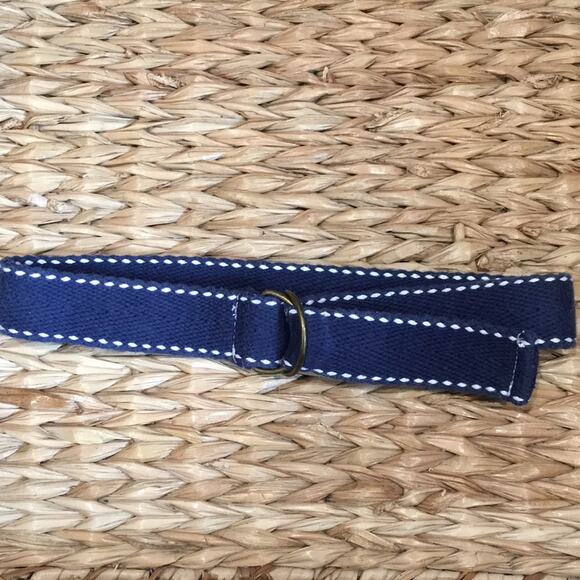Belt Blue & White Striped Cotton Boys Sz 3T Brass Loop Closure Preppy Neutral - Picture 1 of 5